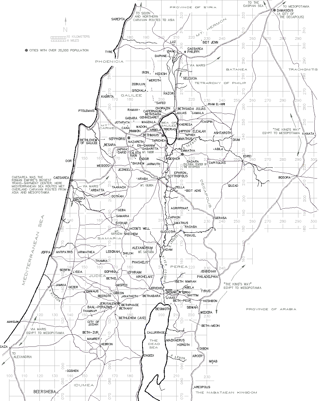Image: Political map of first century Palestine; from the Urantia Papers' life of Jesus